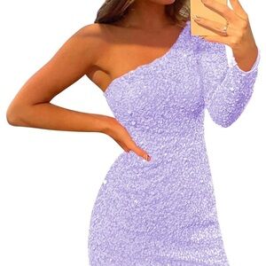 Homecoming dress: One Shoulder,Knee Length,Side Slit,Built in Bra,Fully Lined